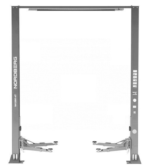 Подъемник 380V 2х стоечный 4т с верх синхр, H=3,6 м, с электростопорами (серый) NORDBERG N4120HE-4G