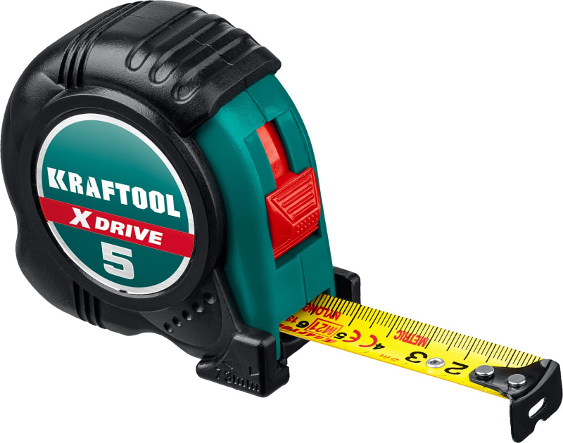 Рулетка с ударостойким обрезиненным корпусом KRAFTOOL X-Drive 5м / 19мм 