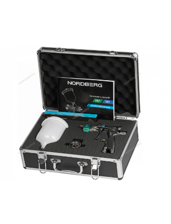 Краскопульт HVLP с верхним бачком, сопло 1,3 мм, алюминиевый кейc NORDBERG NP7015 