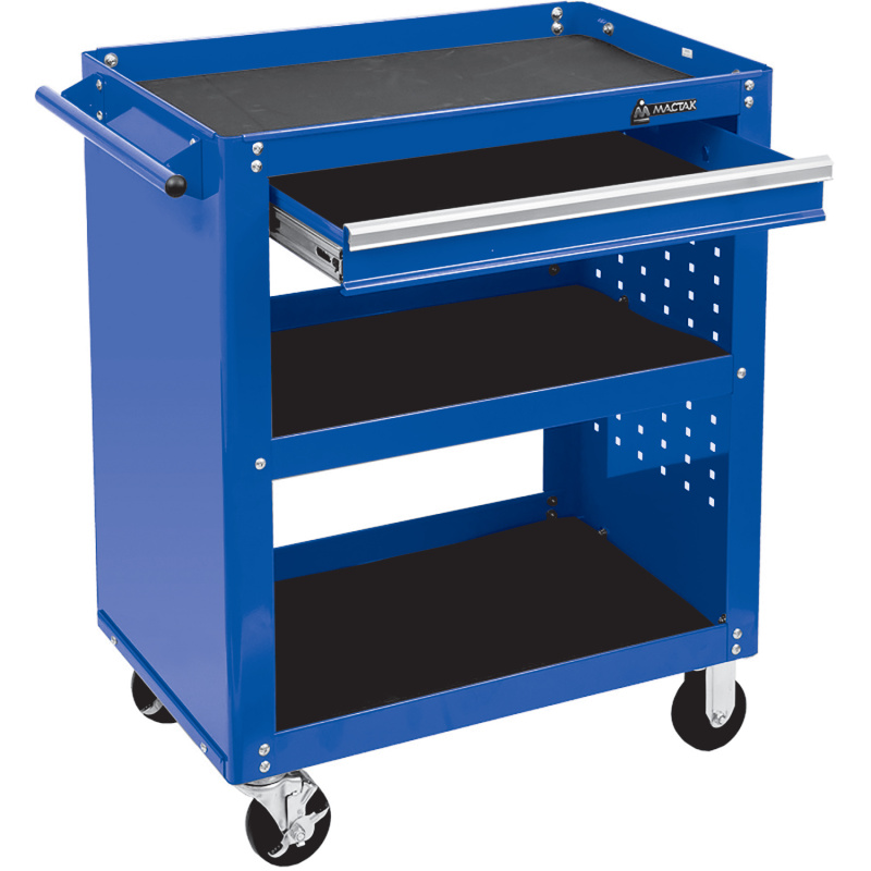 МАСТАК Тележка открытая ОПТИМА, 3 полки и ящик, красная  520-01580MB