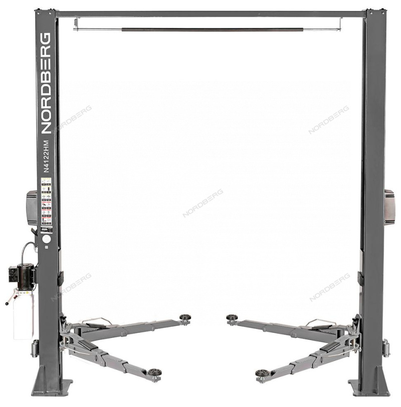 Подъемник двухстоечный 4т, верхняя синхронизация, снятие со стопоров с одной колонны,380В, серый